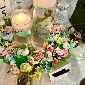 6 Floral wreaths for wedding centerpieces/ parties/ decorations- Spring colors